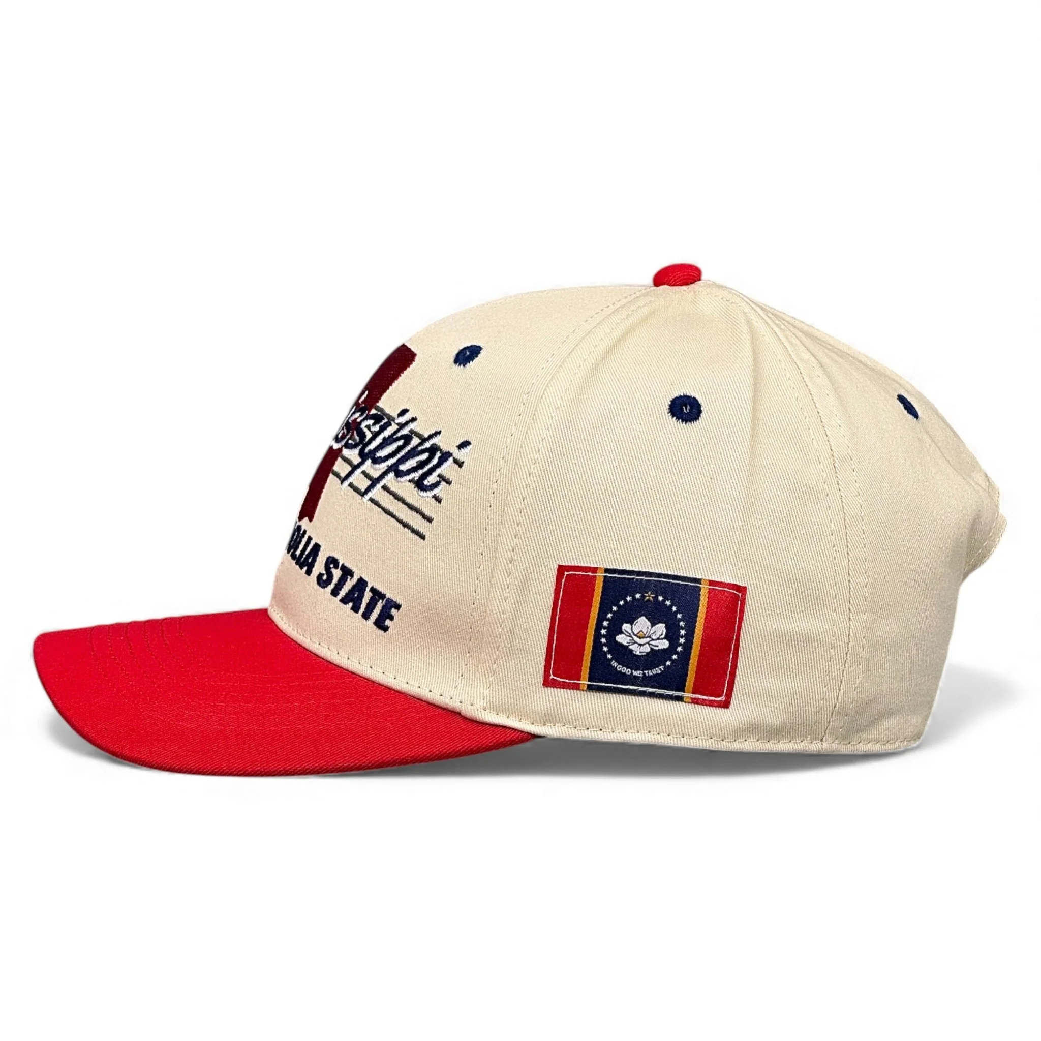 Mississippi Snapback - The Magnolia (Cream/Red) - Image 3