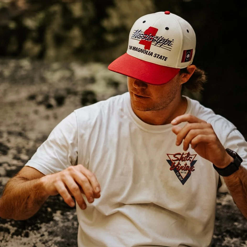 Mississippi Snapback - The Magnolia (Cream/Red) - Image 4