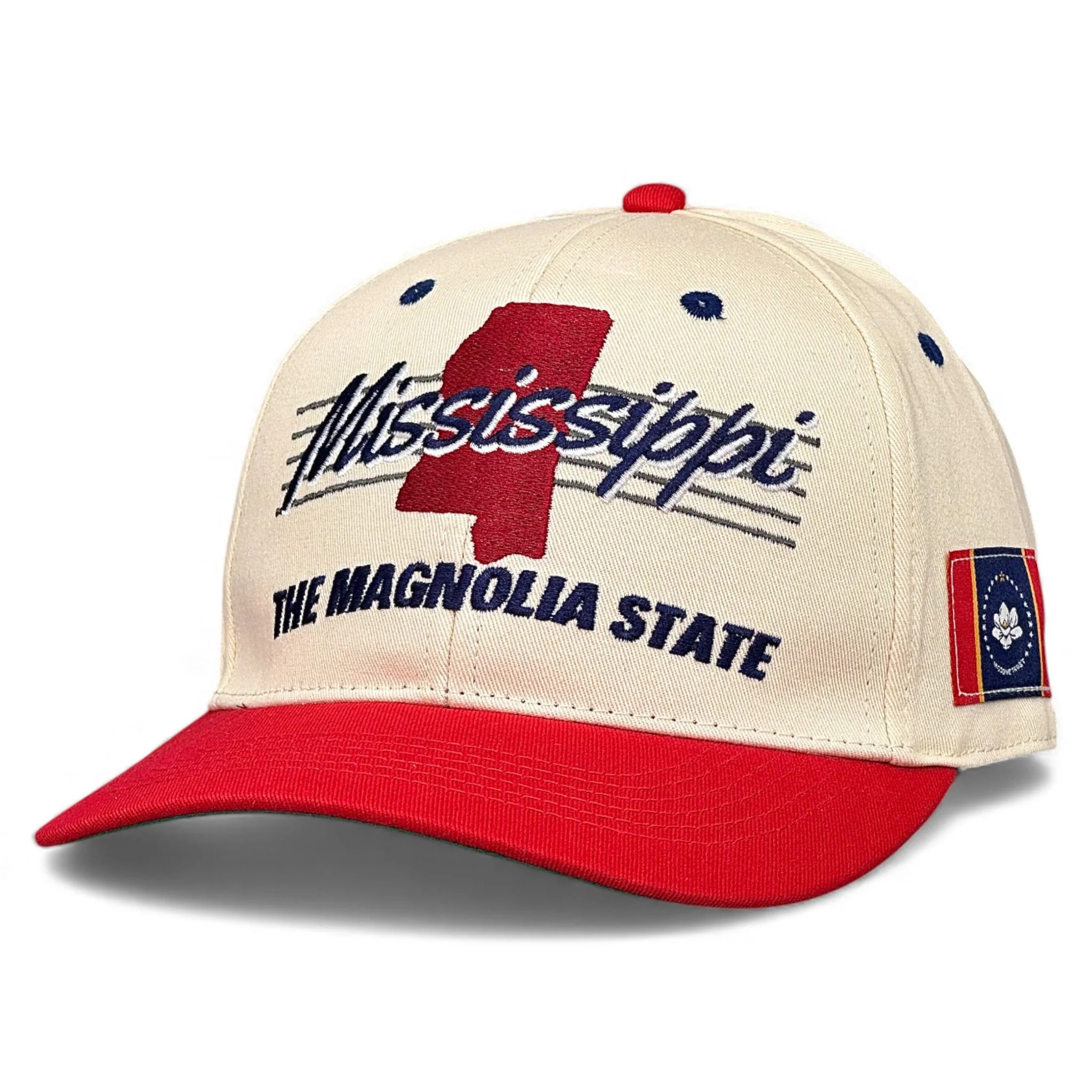 Mississippi Snapback - The Magnolia (Cream/Red) - Image 7