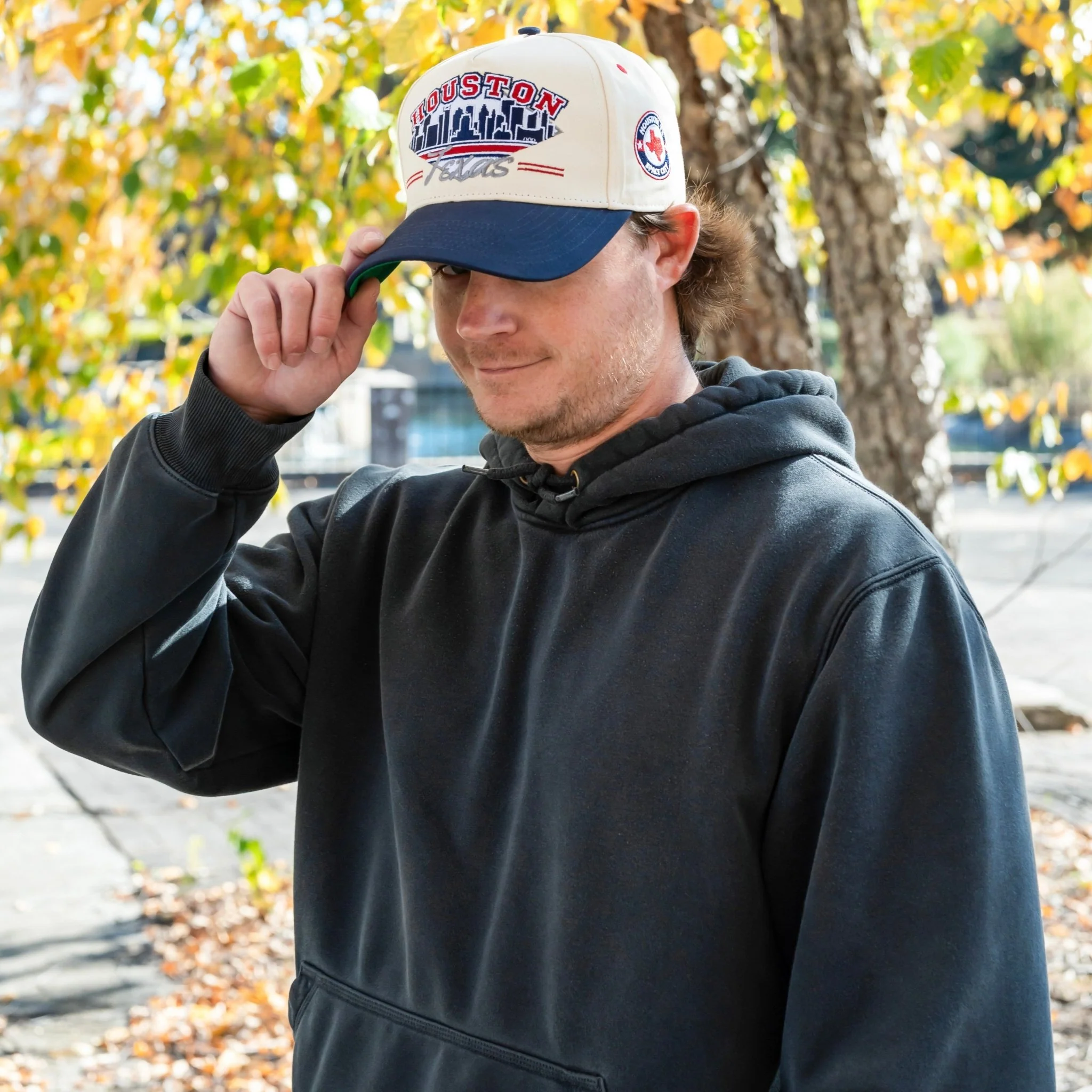 Houston Snapback - The Texan (Cream/Navy) - Image 4