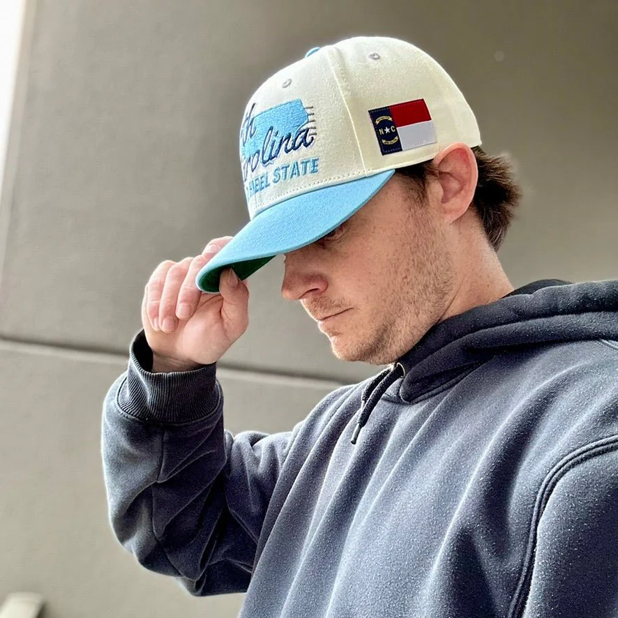 North Carolina Snapback - The Tar Heel (Cream/Carolina Blue) - Image 4